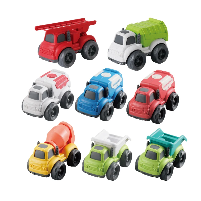8pcs Eco-friendly materials small freewheel super truck cars toys for toddlers