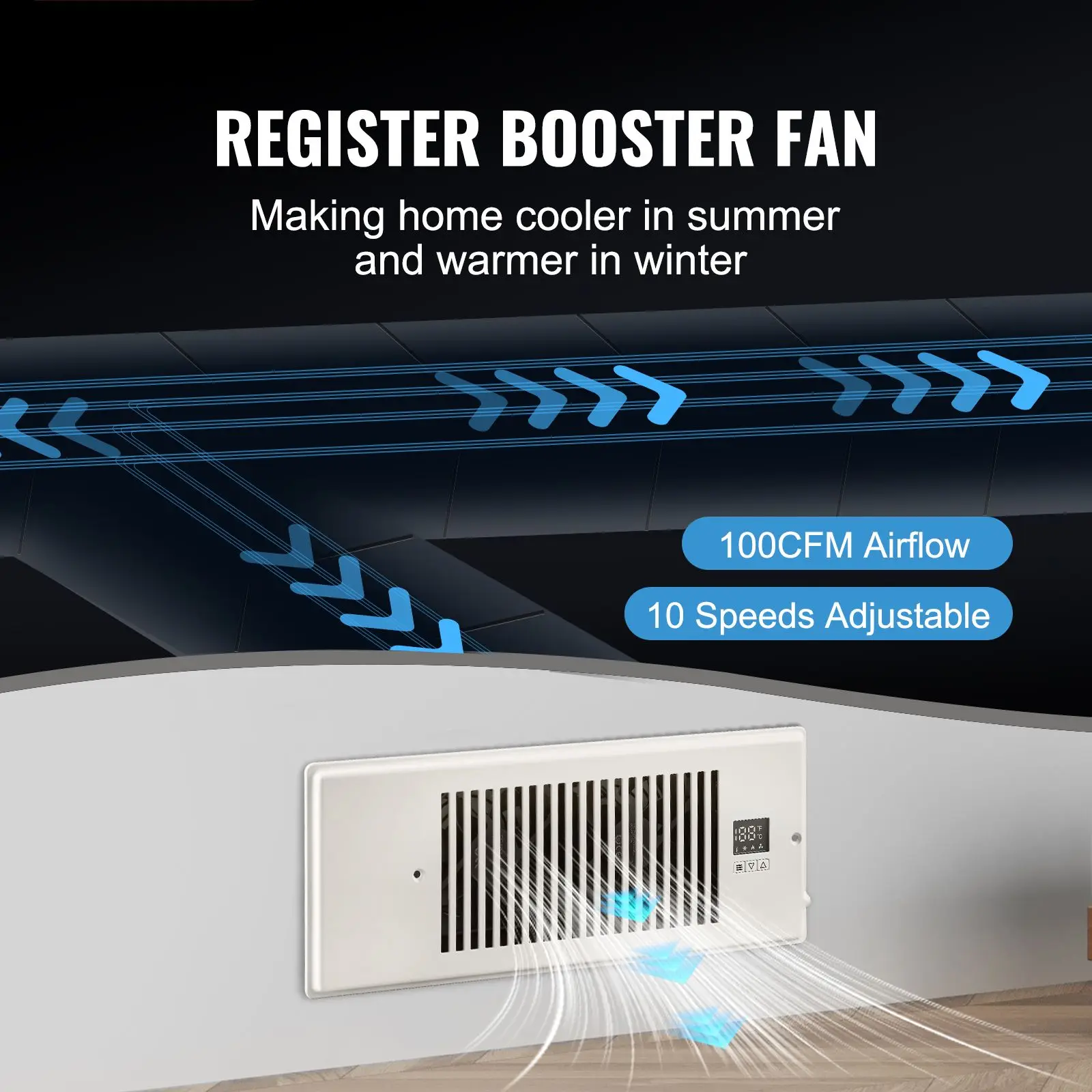 Thermostat Register Booster Fan, Plastic, 4FT, 12FT - detail 4