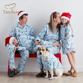 100% Organic cotton interlock family dog pyjamas christmas matching family pajamas family pajamas matching Pet and Owner Pajamas