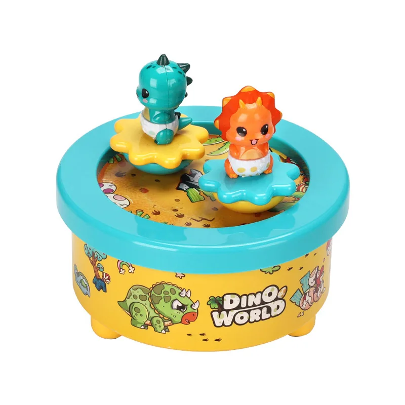 EPT Hot Selling High Quality Kids Plastic Rotating Dinosaur Music Box Battery Wind-up Music Box Musical Toys