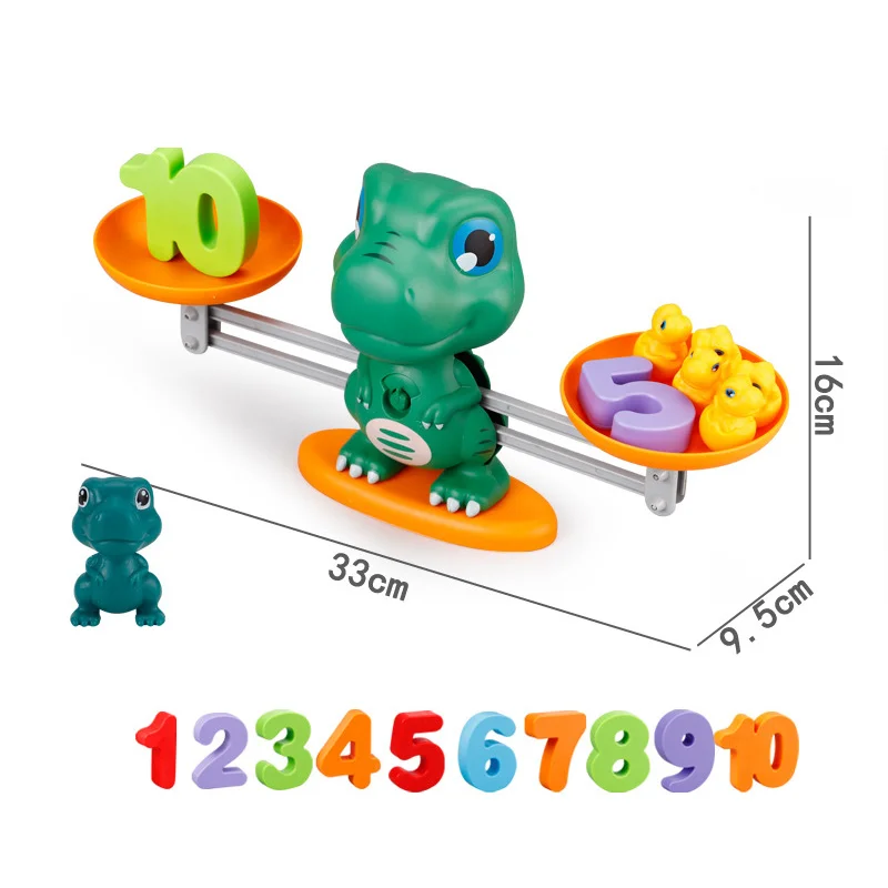 EPT Hot selling educational toy pallet balance with tumblers dinosaur number learning game toy digital weight pallet balance