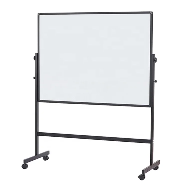 Flip Chart Holders Large Adjustable Height 360° Reversible Double Sided Dry Erase Board Paper Pad|60x46 Black Portable Rolling Easel with Stand Mobile Whiteboard Magnetic White Board on Wheels 