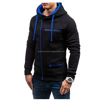 New design 2021 Men's Long Sleeve Zipper Hoodie Slim Fit with front zip pockets