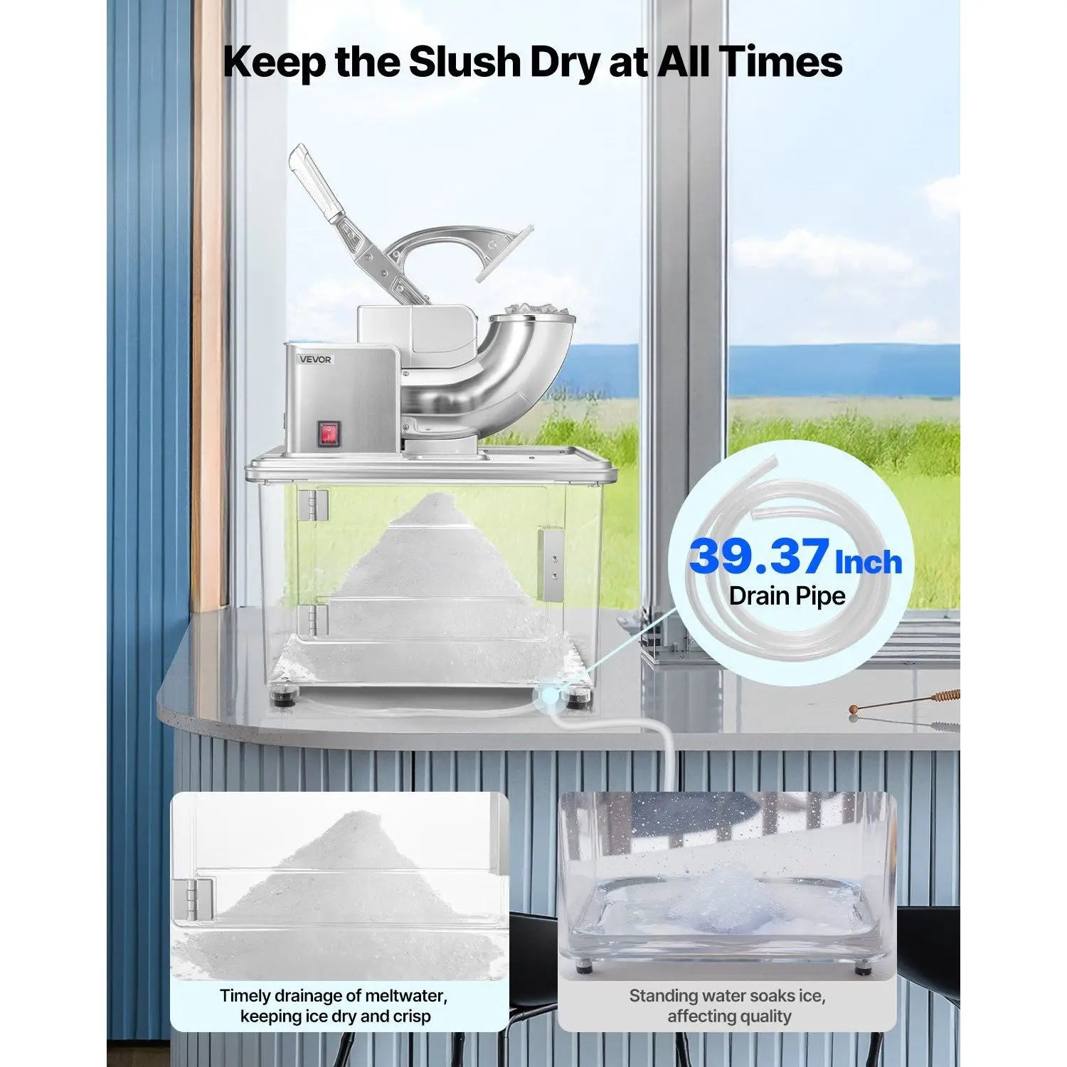 Ice Machine, 661LBS/H, 350W, Stainless, Steel - detail 8