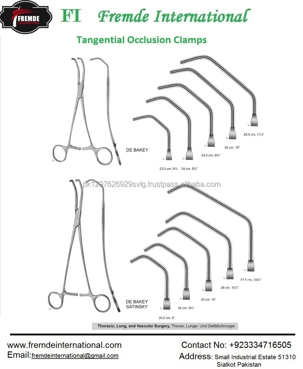 Debakey Tangential Occlusion Clamps Debakey Satinsky Tangential