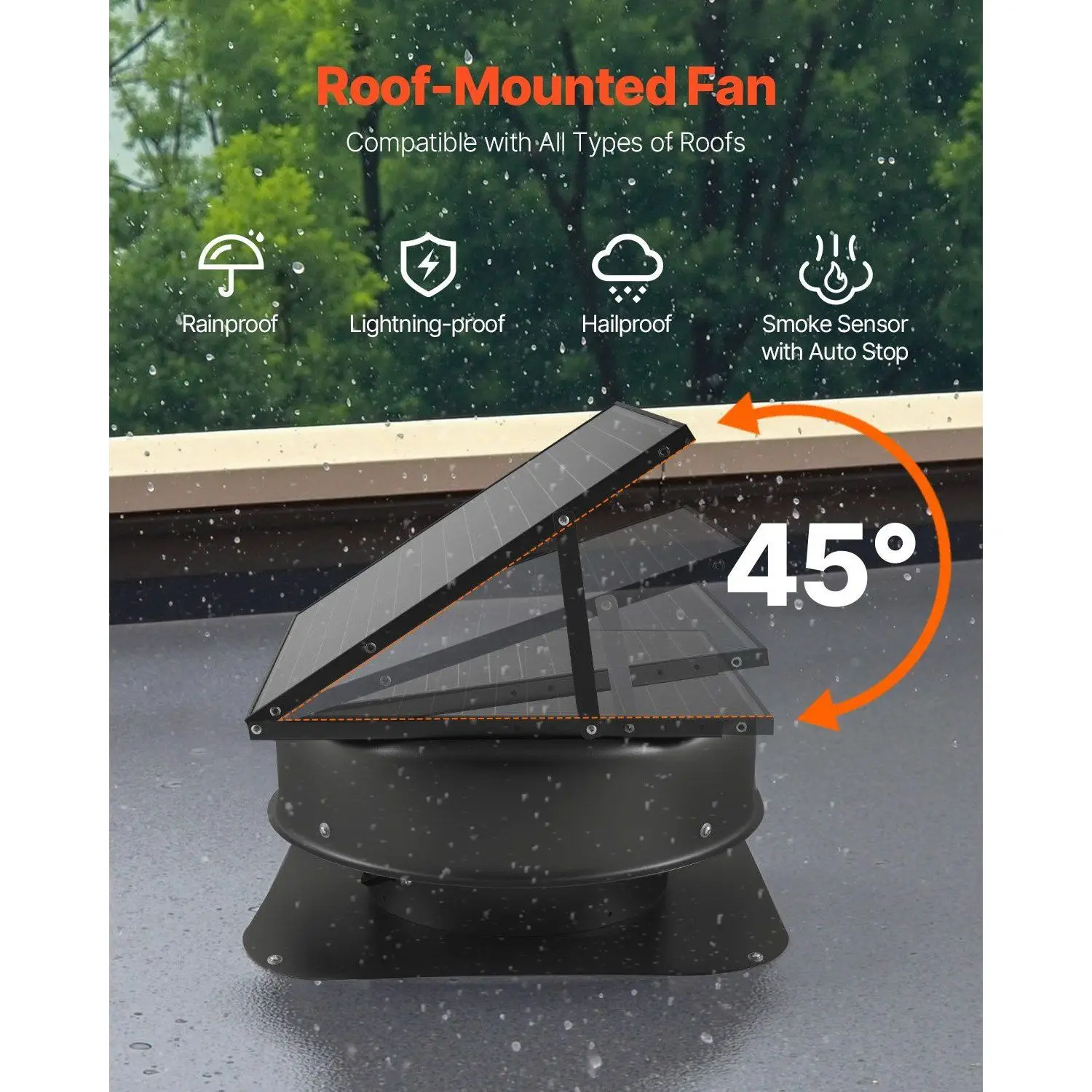 Solar Roof Exhaust Fan, 50W, D0100X385C2 - detail 12