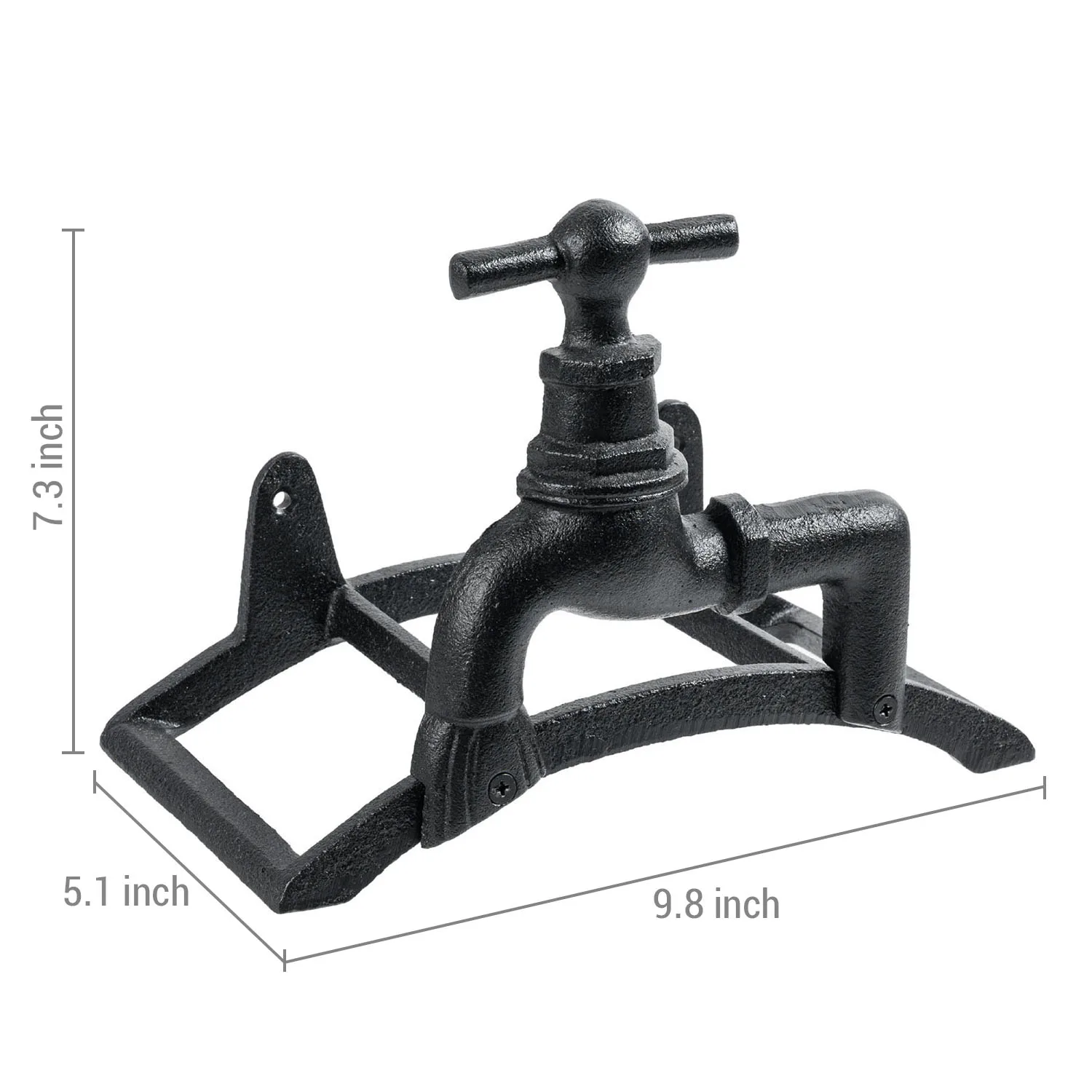 MyGift Vintage Black Cast Iron Wall Mounted Garden Hose Rack Long-Time Favorite Gardening Essential Tool Holder S76a08acf85284703a6833d61796289343