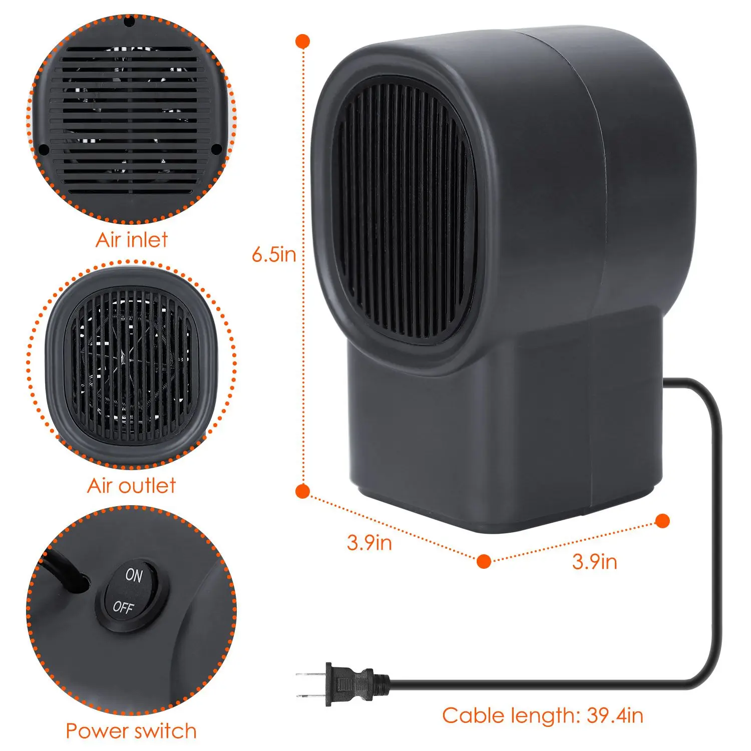 Electric Heater, Portable, 400W - detail 8