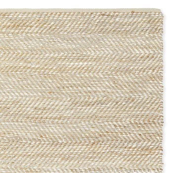 Hand Woven Jute Leather Rugs Zigzag Flat Weave Jute leather area rug best for Living room hotel and home