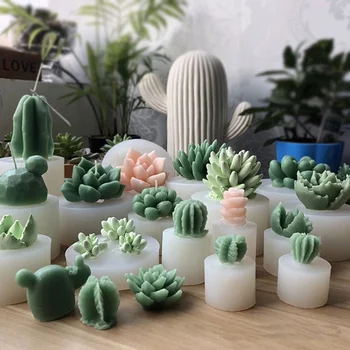 AK 3D Cactus Silicone Candle Mold Decoration Succulent Silicone Molds for Candle Making DIY Candle Molds