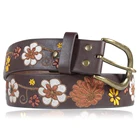 Belt Embroidered Floral Beautiful Genuine Leather Embroidery Women Waist Belt For Women