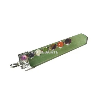 Buy Online Great Green Aventurine Chakra Flat Pencil pendants