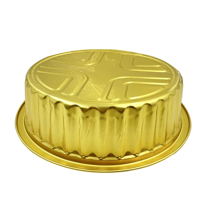 Pack Factory Price Golden Colour Pizza Pan Container Metal Sealing Lid Recyclable Disposable Aluminium Foil Container