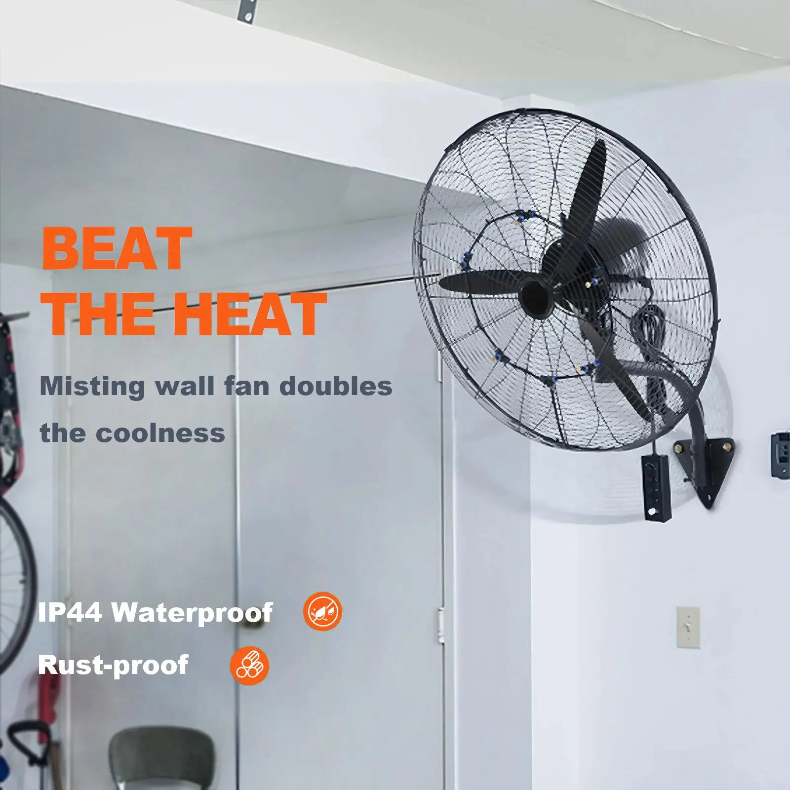 Misting Wall Mount Fan, 30-Inch, 3-Speed, 9500, CFM - detail 6