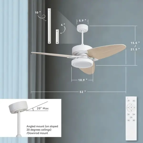 Ceiling Fan, 52-Inch, Plastic, LED, 6-Speed - detail 8