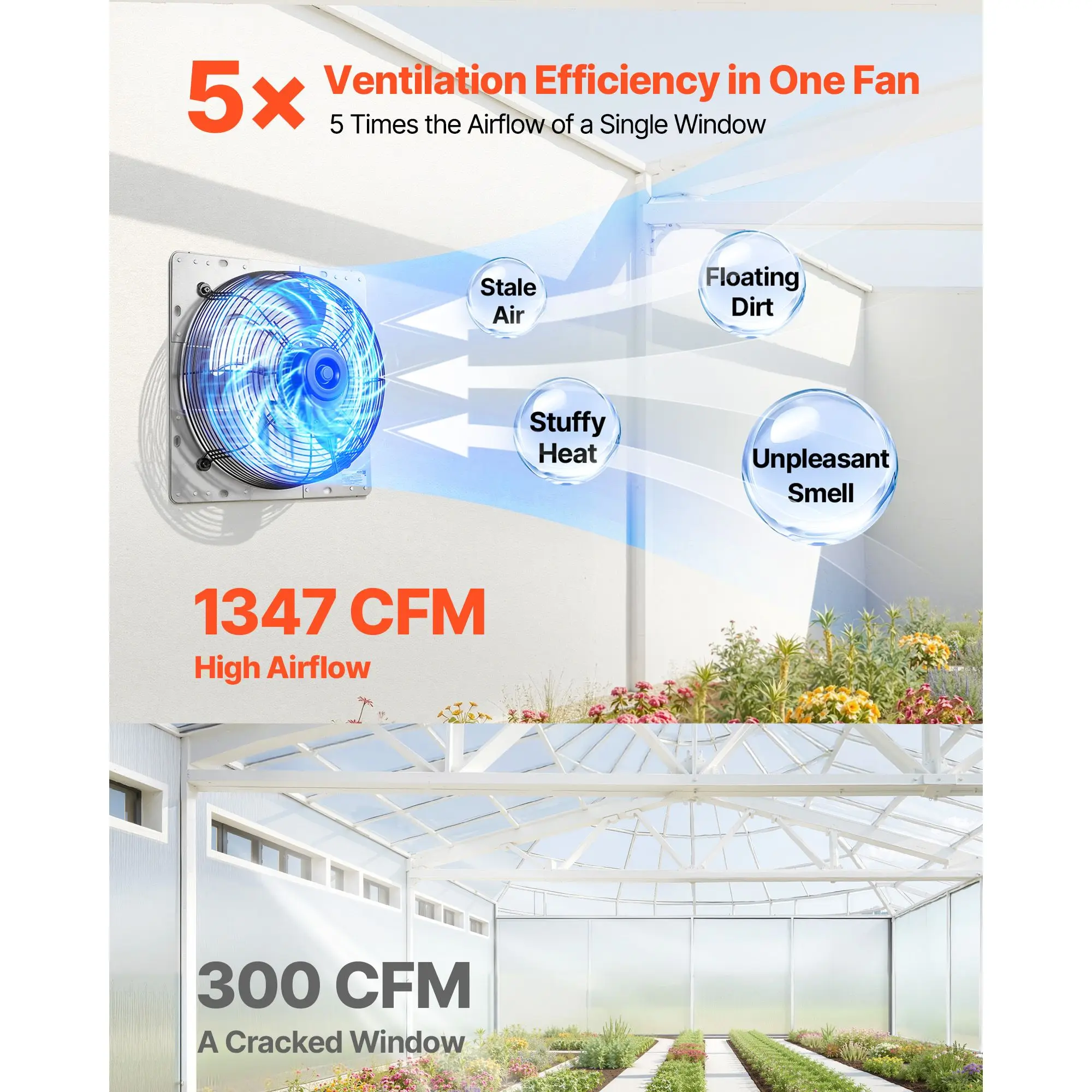 Mounted Shutter Exhaust Fan, Wall, 1347, CFM, Steel - detail 4