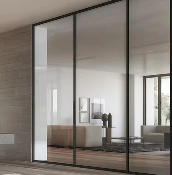 ALUFRONT Modern Villa Manual Full View Custom 3 Pane Double Glazed Ultra Slim Frame Aluminium Sliding Low-E Glass Panoramic