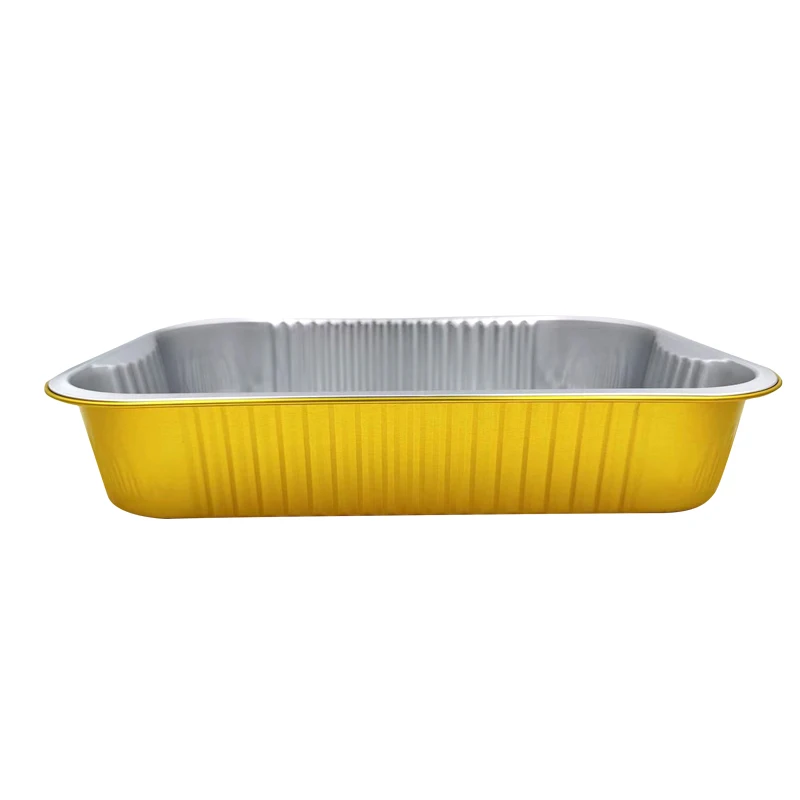 Golden Thickened Foil Tray Aluminum Foil Food Disposable Baking Pans Food Containers With Lids Foil Pans
