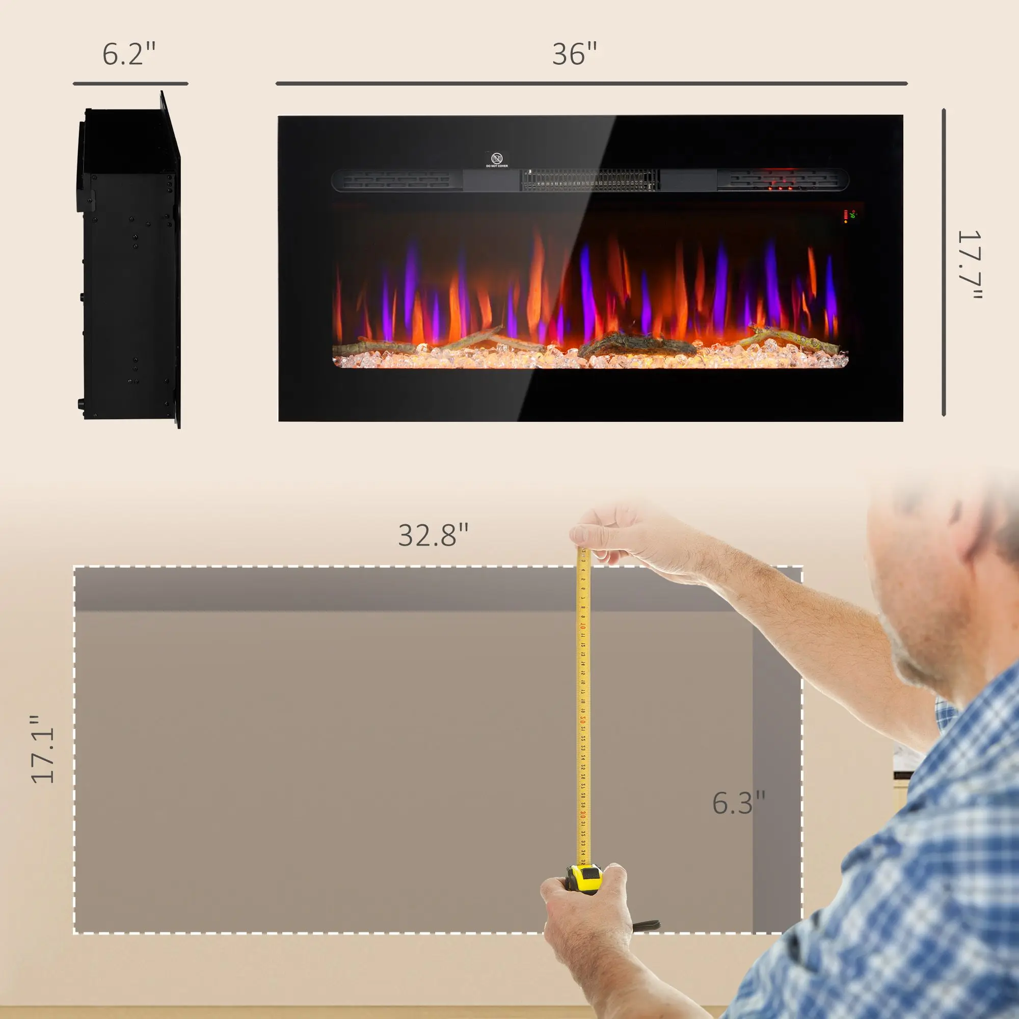 Wall-mounted Fireplace, D0100XF3SZP - detail 6