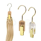 Wooden custom logo bag hair extension hanger