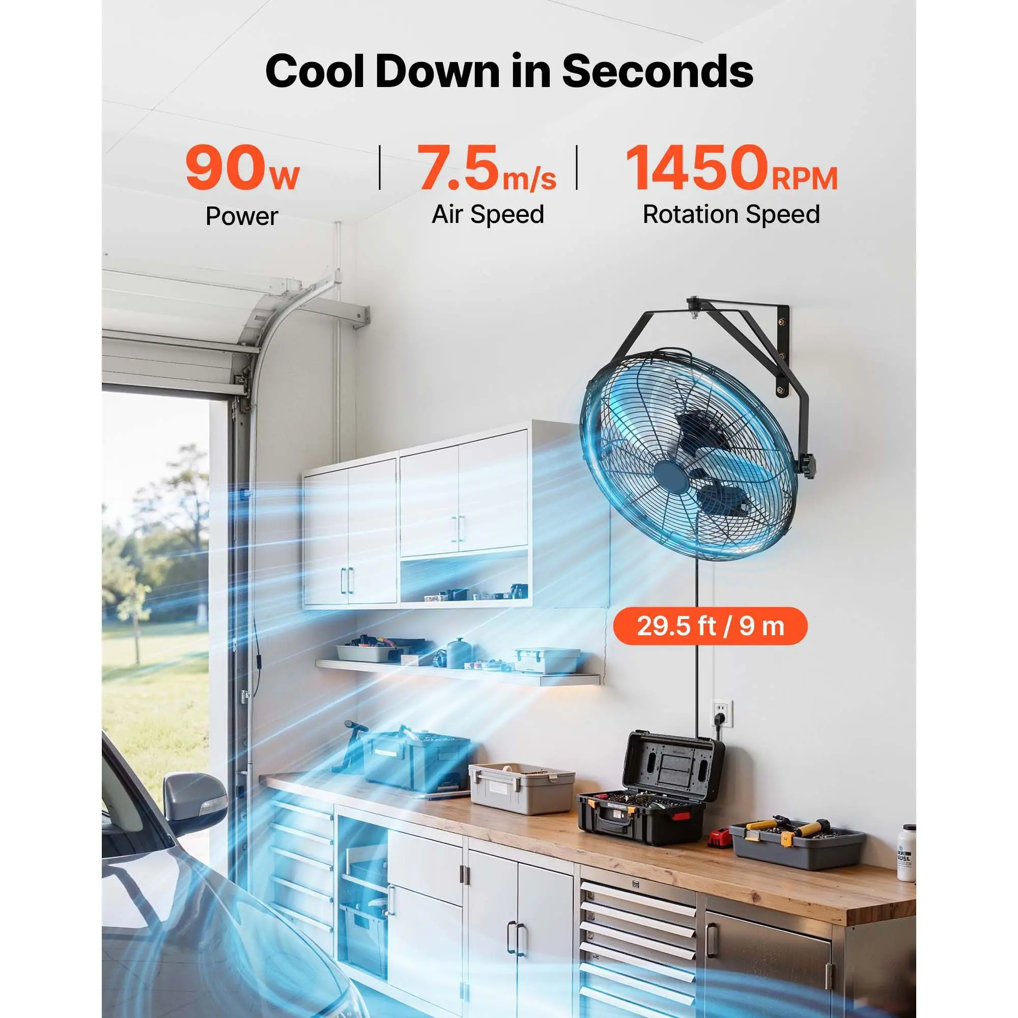 Wall Mounted Fan, 18", IP44, 60W - detail 4
