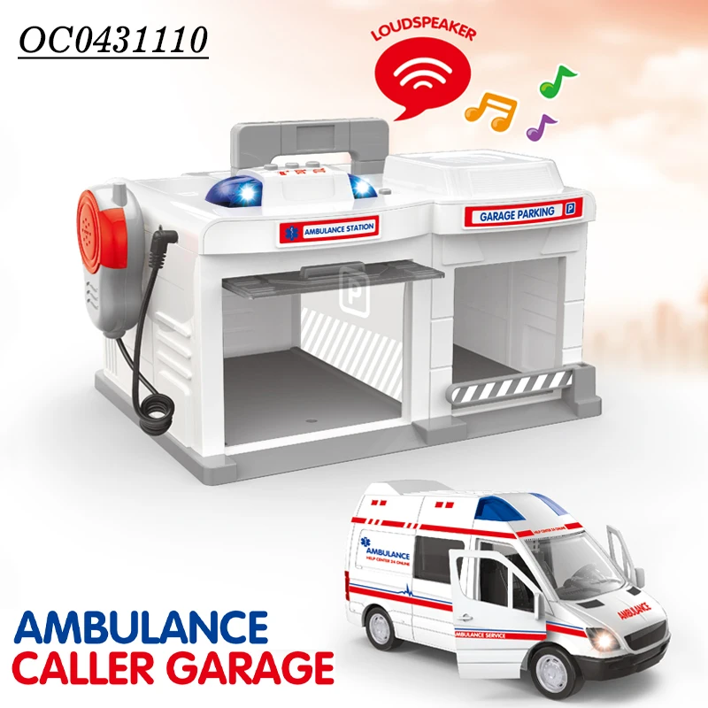 Caller ambulance truck car garage parking kit toy for kids with light music