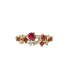 Gemstone Engagement Women Ring 14k 18K Gold Ruby And Diamond Mixed Shape Cluster Ring