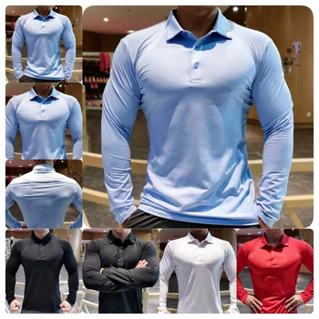 New high quality custom summer men's long sleeve T-shirt Casual business fashion POLO shirt Breathable quick drying men's shirt