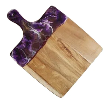 100% natural wood color and resin Cutting board best resin color with handle customized Chopping Board cheap price