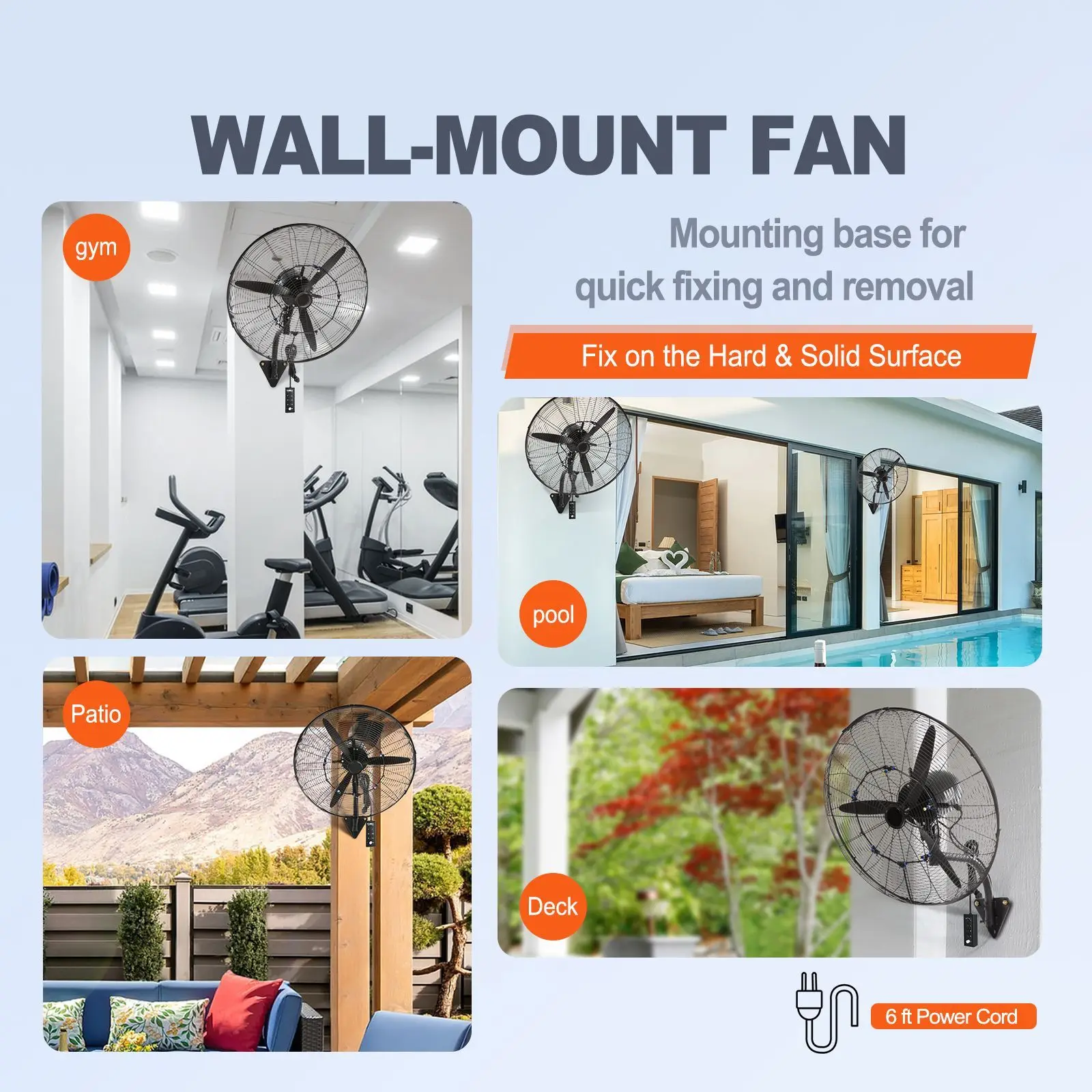 Misting Wall Mount Fan, 30-Inch, 3-Speed, 9500, CFM - detail 10
