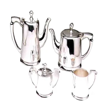 Tea Set Silver Plated Latest Customized Home Coffee & Tea Sets Silver Lid Top High Brass Decorative
