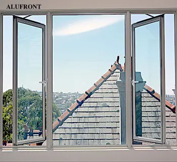 Alufront NFRC Modern Aluminum Alloy Horizontal Swing Casement Windows with Fiberglass Screen Soundproof for Villa & Entry