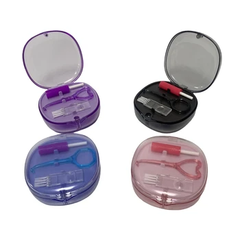 Double Layer Retainer Case Portable Aligner Case for Orthodontics Build in Mirror With Removal Tool,Chewies&Cleaning Brush Kit