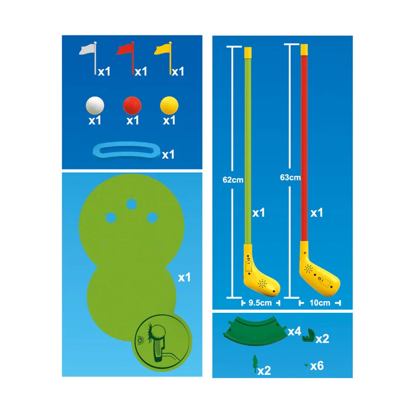 EPT Hot Selling Educational Golf Toys Set With Light And Sound Button Battery High Quality Portable Mini Golf Toys Set For Kids