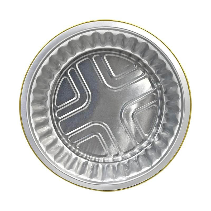 Pack Factory Price Golden Colour Pizza Pan Container Metal Sealing Lid Recyclable Disposable Aluminium Foil Container