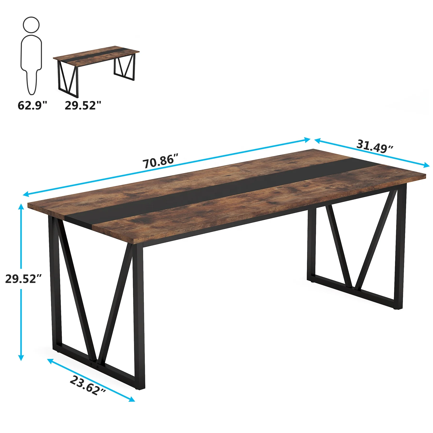 Tribesigns 6FT Conference Table Meeting Seminar Tables for Office Boardroom Desk with Metal Frame