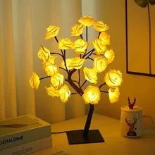 Decor for Home Party Wedding Desktop Rose Flower Tree Light Rose Table Lamp Decoration LED  Night Light