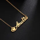 Pretty Heart Name Necklace Personalized Nameplate 14K Gold Plate 18K Custom Girl Women Jewelry