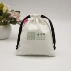 Cotton Packaging Pouch Silk Printed Custom Logo Cotton Gift Packaging Pouch Small Cotton Drawstring Pouch