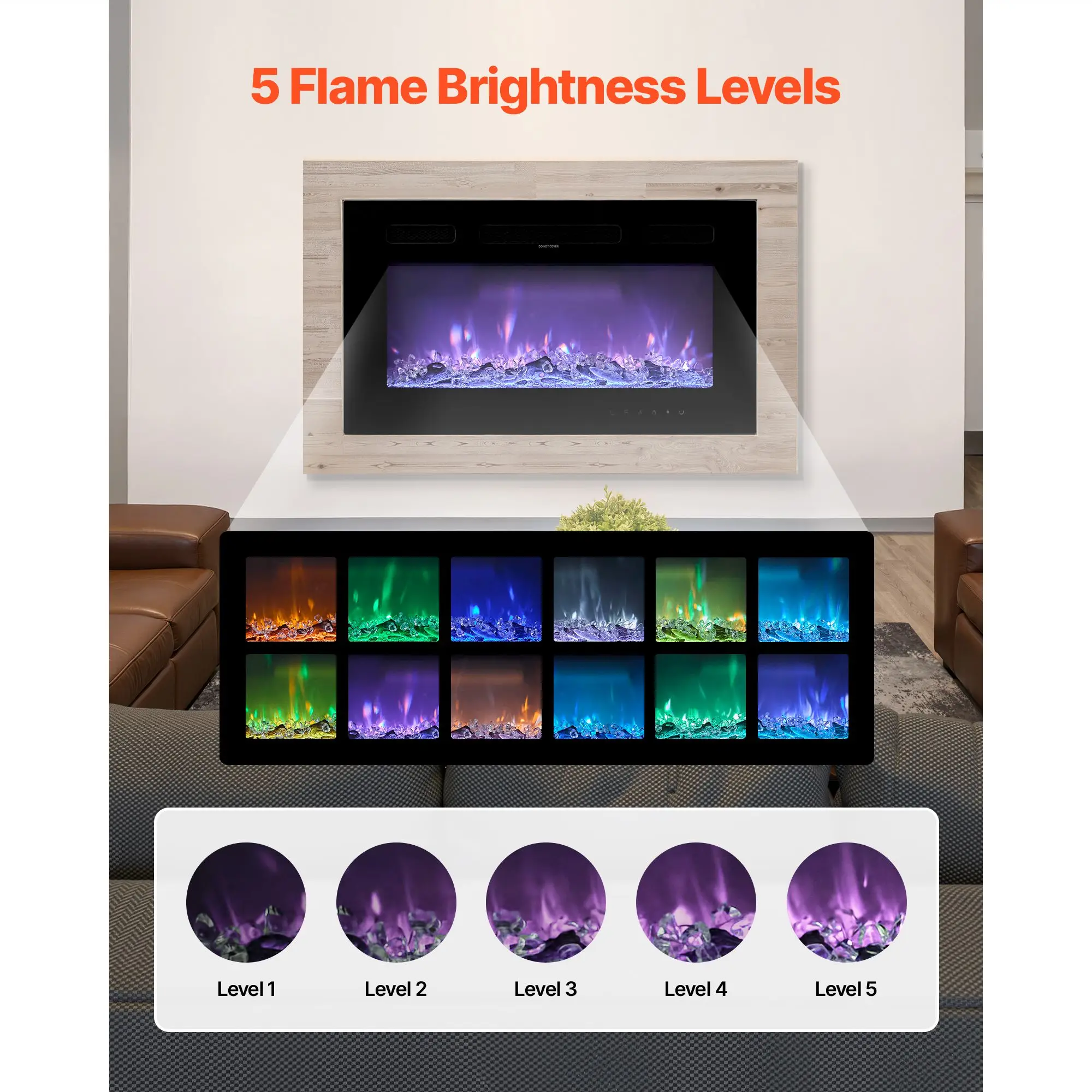 Electric Fireplace, 50-Inch, Wall, 1500W - detail 6