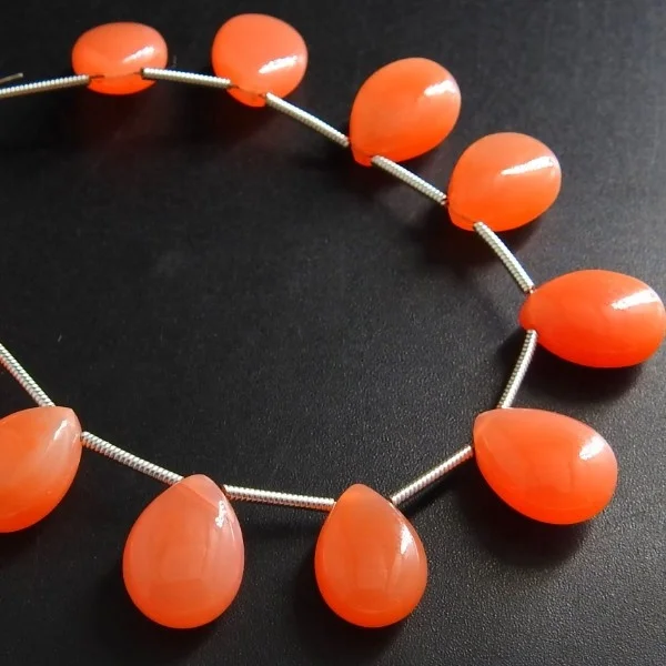 Fanta Orange Chalcedony Smooth Teardrop/drop/handmade Loose Stone