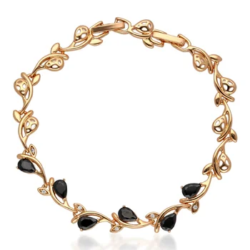 Top Trending AD CZ Link Bracelet in Gold finish Black American Diamond Western CZ Link Bracelet Fashion Jewelry Bracelets 2022