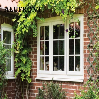 Alufront NFRC Manufacturer Modern Aluminum Casement Window Swing Open Style Double Glazed Soundproof Villa Window Frame Design