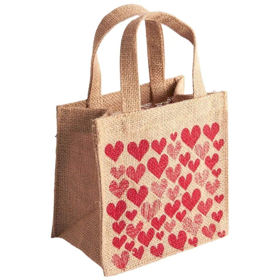 beautiful small gift bag/ hessian jute burlap bag