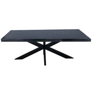 Herringbone patterns rectangular dining table fish bone style industrial style black solid wood dining table