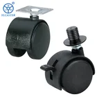 Black Nylon PP 1.5 Inch 2 Inch Plate Mount Type Flat Swivel Furniture Caster