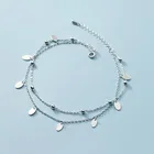 Jewelry Silver Pearl Silver A1091 Christmas Jewelry Silver 925 Double Layer Pearl Silver Anklet