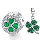 Silver Silver Wholesale Designer 925 Sterling Silver Lucky Zirconia Crystal 4 Leaf Bead Clover Charm