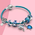 Charms MEENOY 2021 New Murano Glass Sea Turtle Dangle Bead Fit Original Pandora Charms Silver 925 Bracelet DIY