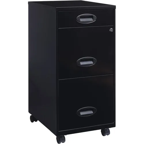 Lorell SOHO 18&quot; 3-Drawer (Μαύρος) File Cabinet- 14.3&quot; x 18&quot; x 27&quot; - 3 x Drawer(μικρό) for Accessories File - Letter - Locking Drawer